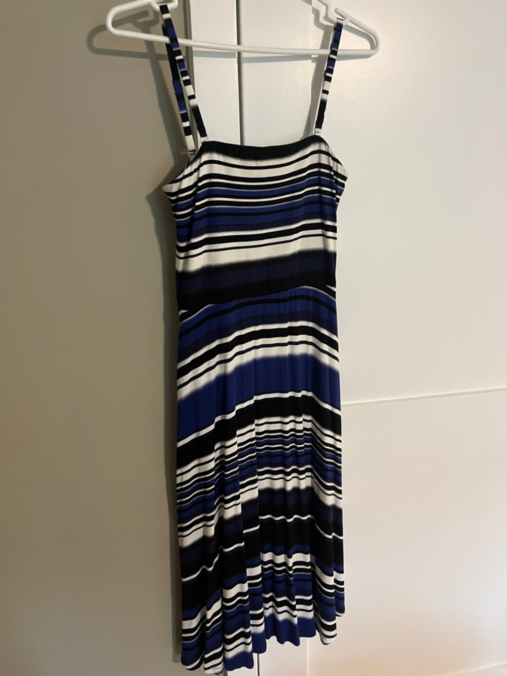 Soma Striped Spaghetti Strap Maxi Dress in Blue, Black & White